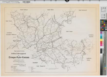 Ennepe-Ruhr-Kreis - amtliche Entfernungskarte - (1947) 1969 - 1 : 43 000 - 59,5 x 84 - Pause - Regierung Arnsberg