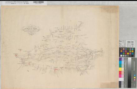 Schwelm (Schwelm) - Straßenkarte der Umgebung - Wegelinien zur Umgebung des Strückeberges bei Gevelsberg - 1829 - 1 : 20 000 - 56 x 79 - Zeichnung - F. Monjé - KSA Nr. 193